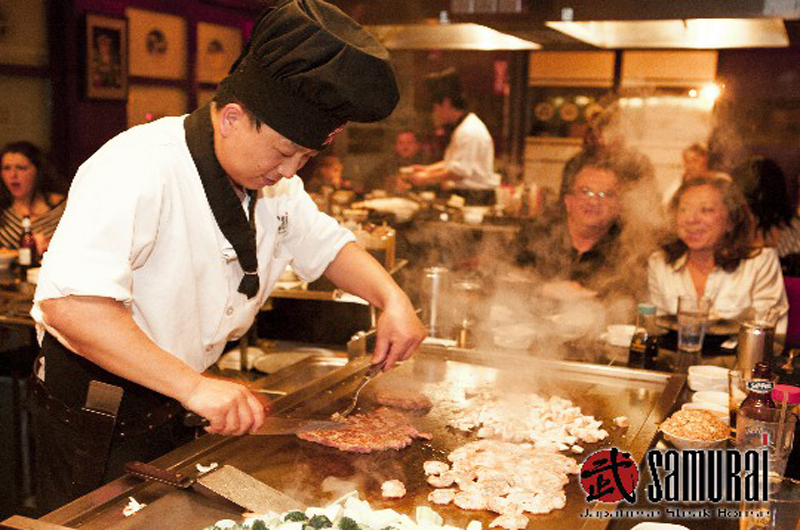 Hibachi chef in action